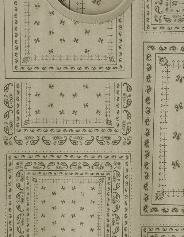 T-shirt boxy col 100% rond imprimé floral - laurier