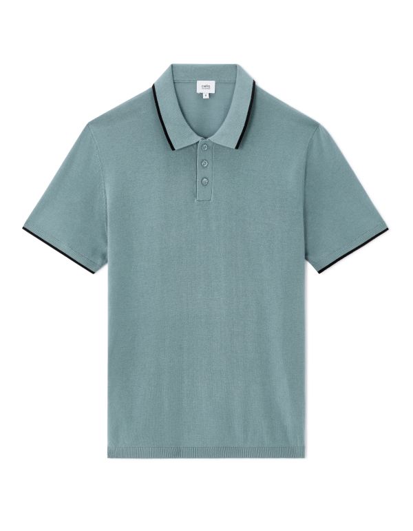 Polo regular en jersey fantaisie - vert de gris