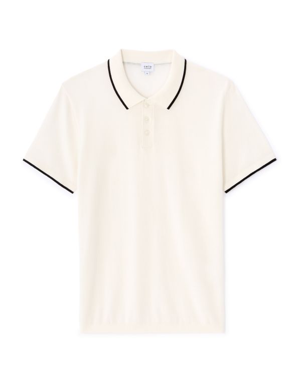 Polo regular en jersey fantaisie - beige