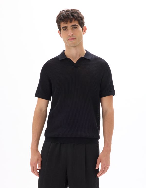 Polo regular en maille 100% coton - noir