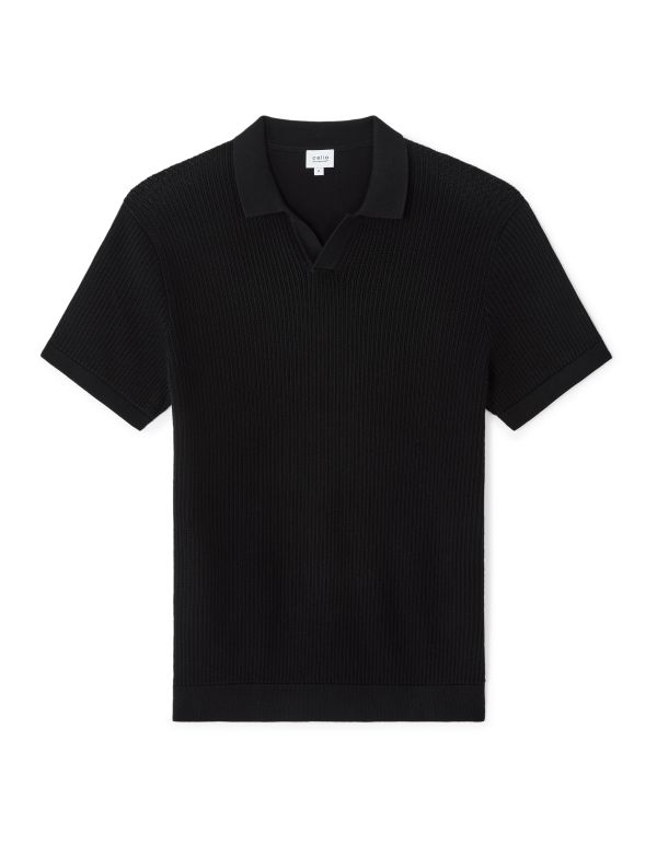 Polo regular en maille 100% coton - noir