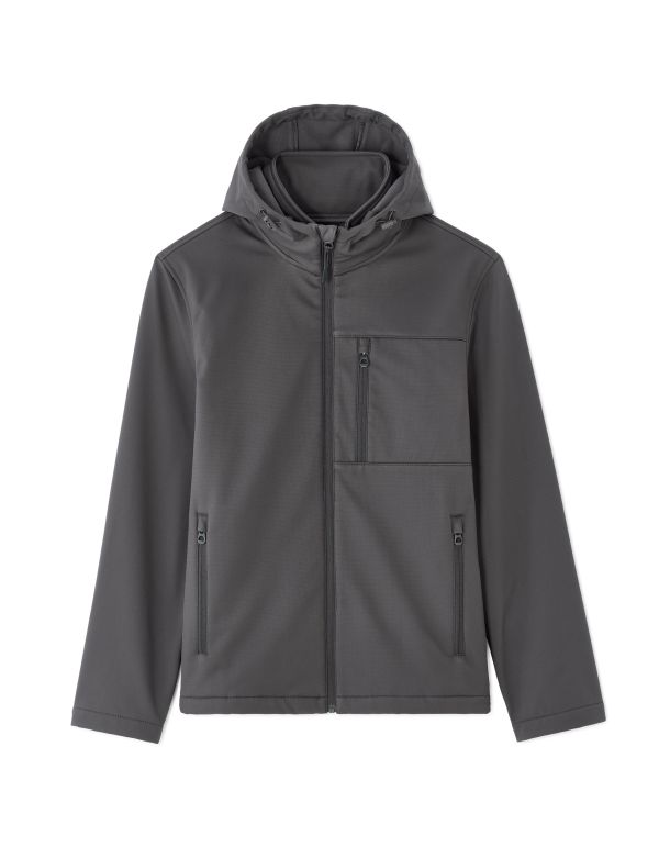 Blouson softshell à capuche - gris