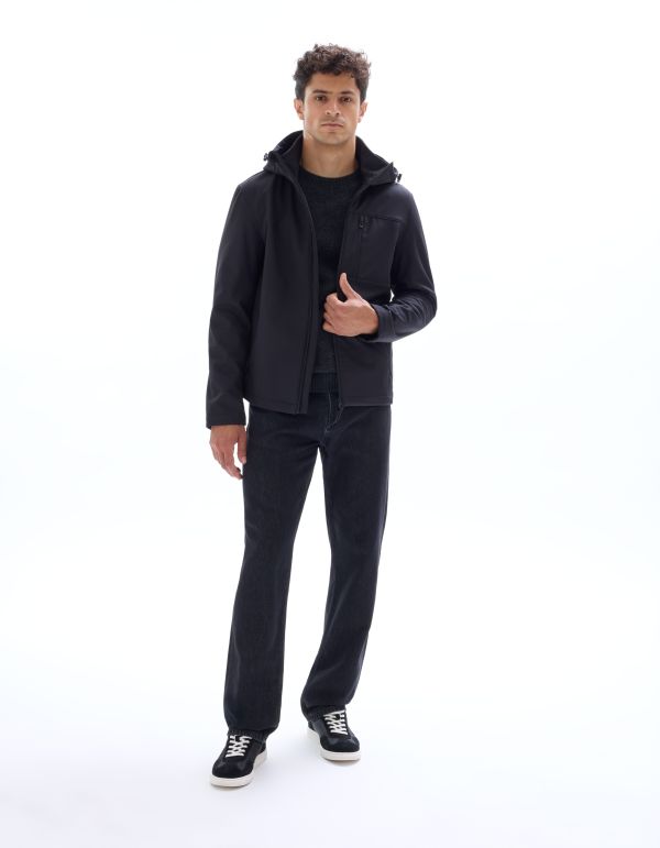 Blouson softshell à capuche - noir