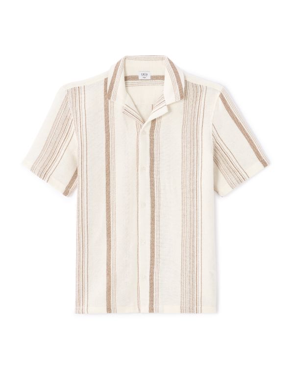 Chemisette regular imprimé à rayures - écru