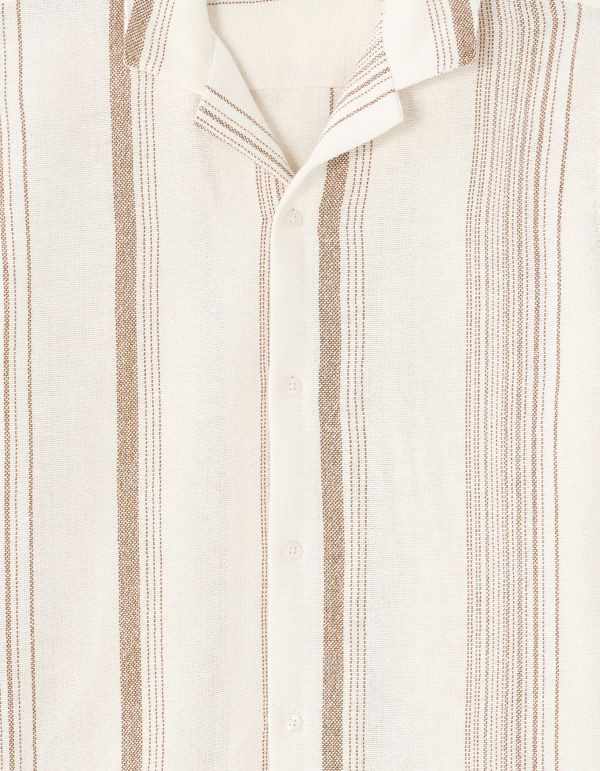 Chemisette regular imprimé à rayures - écru
