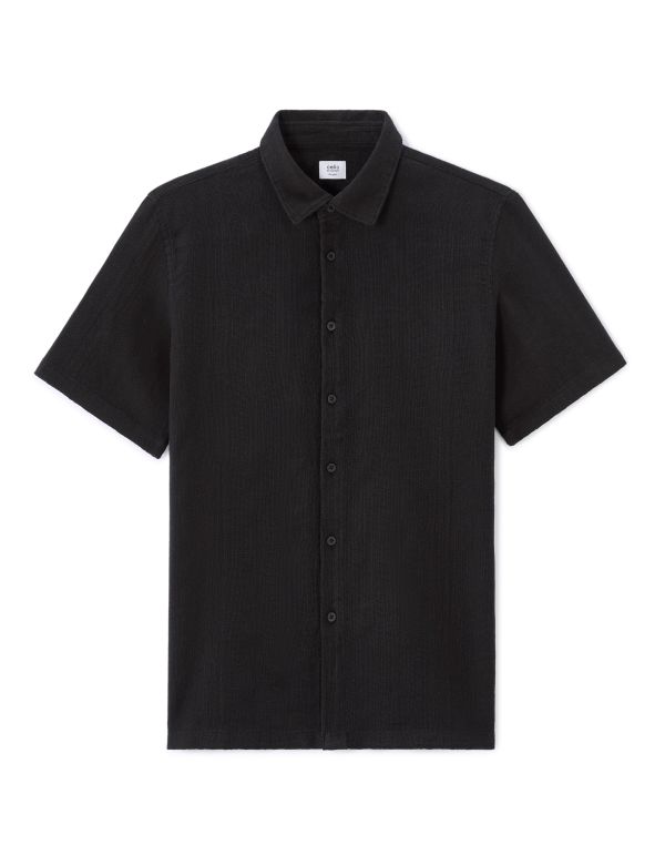 Chemisette regular 100% coton jacquard - noir