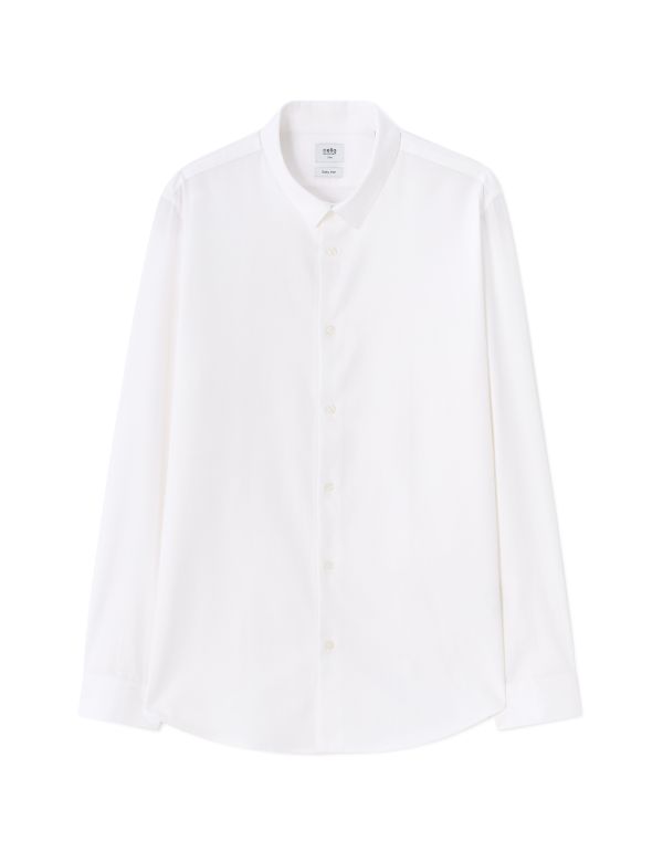 Chemise slim dobby 100% coton - blanc
