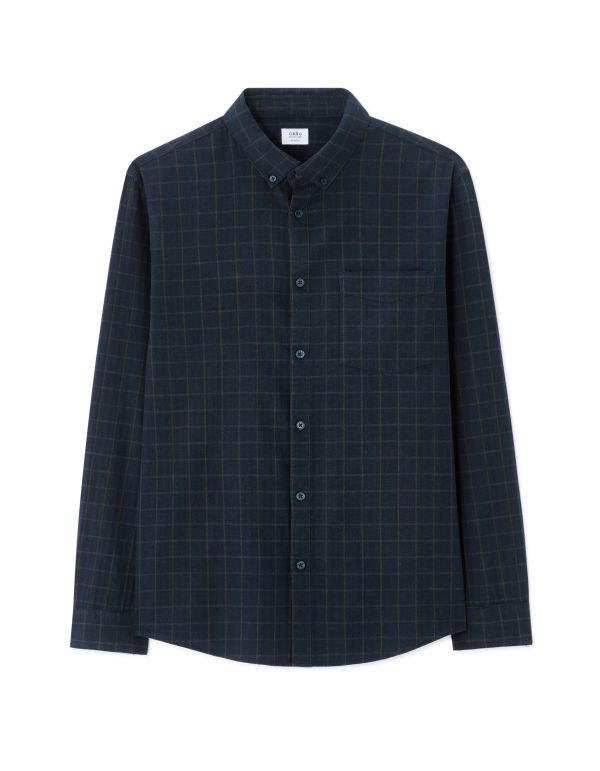 Chemise regular à carreaux en flanelle - marine