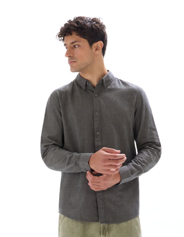 Chemise regular en flanelle  - gris
