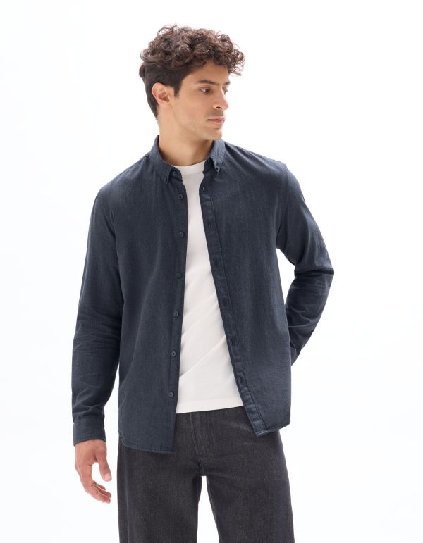 Chemise regular en flanelle  - bleu