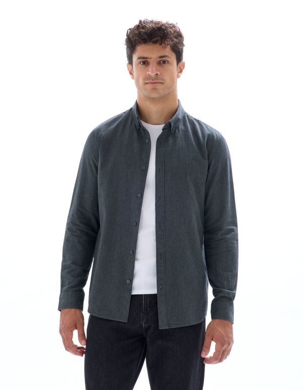 Chemise regular en flanelle  - vert foncé