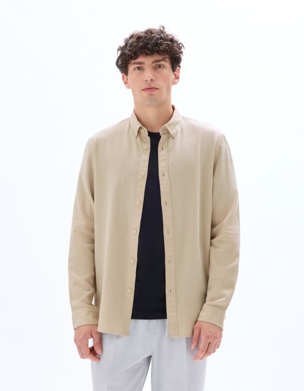 Chemise regular en flanelle  - beige