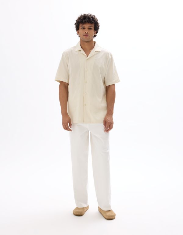 Pantalon chino baggy coton stretch - blanc