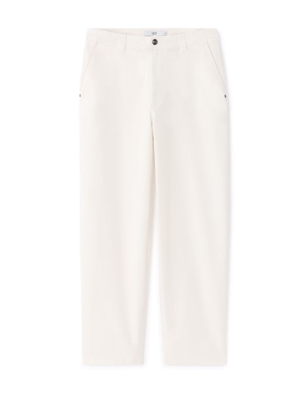 Pantalon chino baggy coton stretch - blanc