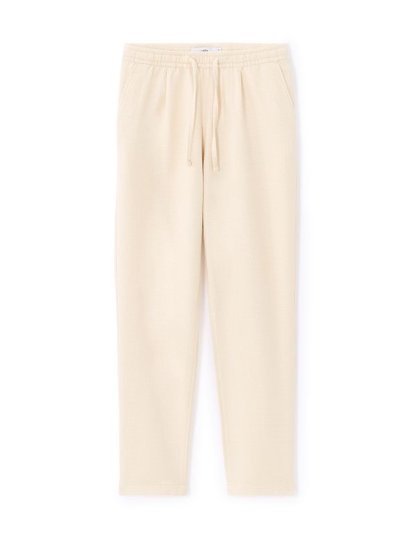 Pantalon straight texturé canvas 100% coton - écru