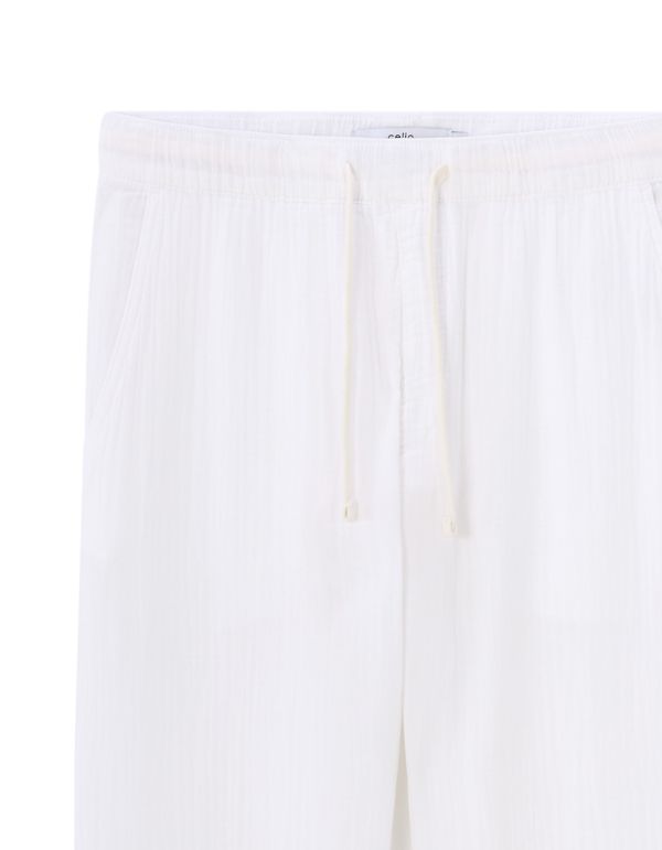 Pantalon relaxed 100% gaze de coton - blanc