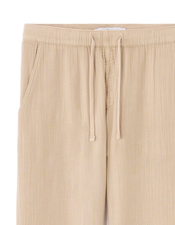 Pantalon relaxed 100% gaze de coton - beige