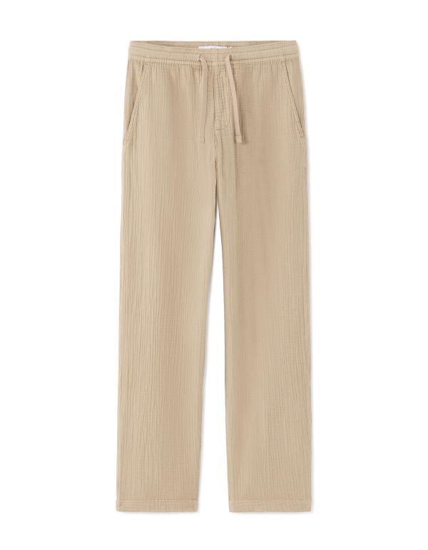 Pantalon relaxed 100% gaze de coton - taupe