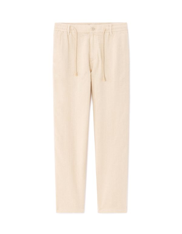 Pantalon relaxed 100% coton jacquard - écru