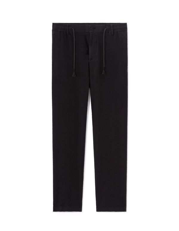 Pantalon relaxed 100% coton jacquard - noir