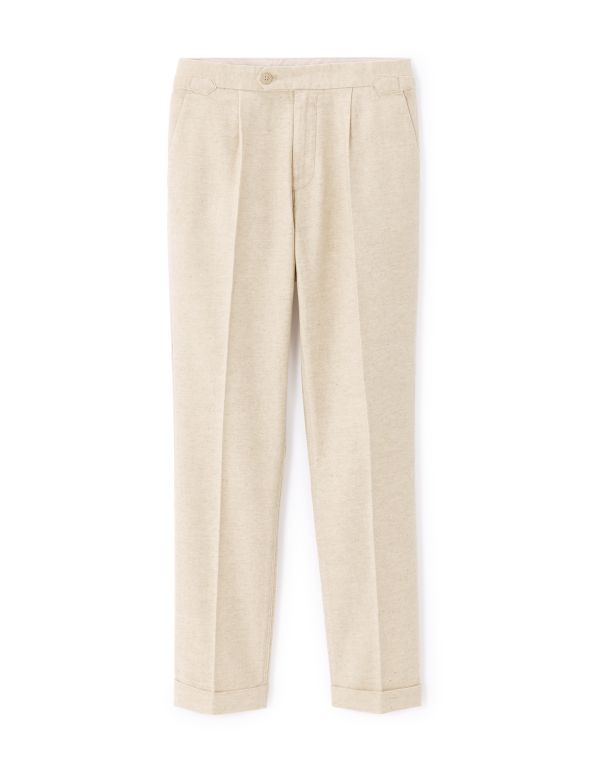 Pantalon chino slim coton lin - beige