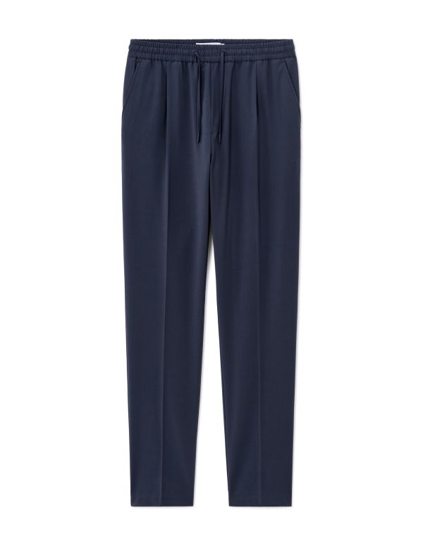 Pantalon 24H straight stretch en toile - marine