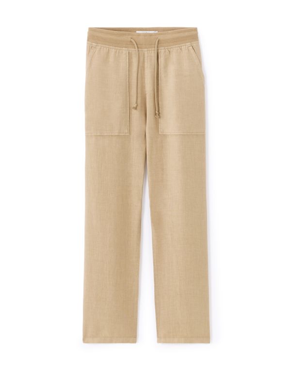 Pantalon uni 100% lin - beige