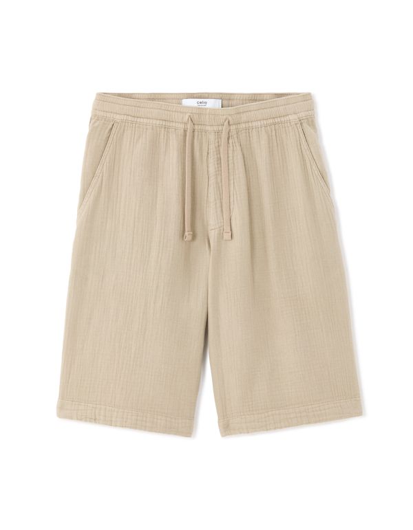 Bermuda 100% gaze de coton - taupe