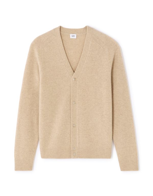 Cardigan chiné 100% laine d'agneau - beige