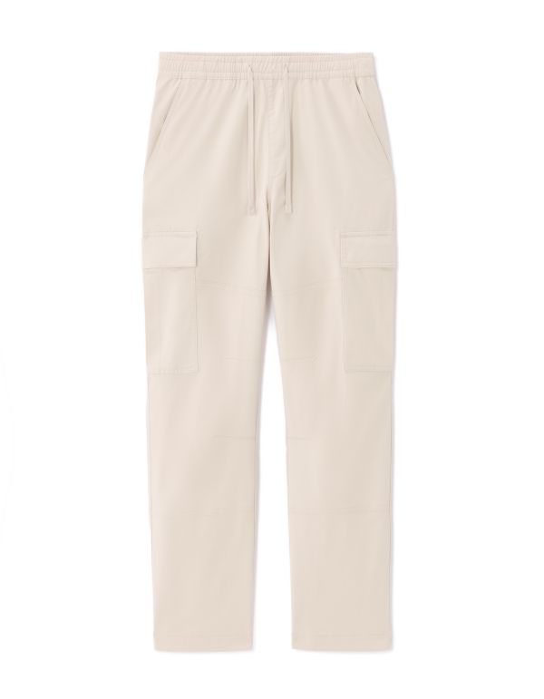 Pantalon cargo straight coton stretch - écru