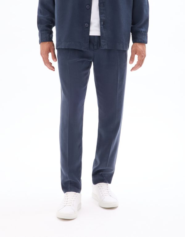 Pantalon chino straight TENCEL™ Lyocell - marine