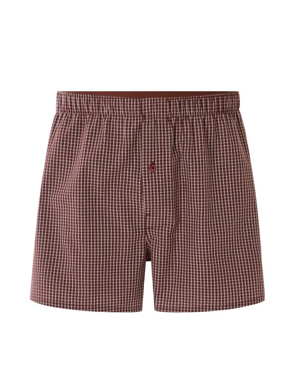 Caleçon 100% coton à carreaux - marron