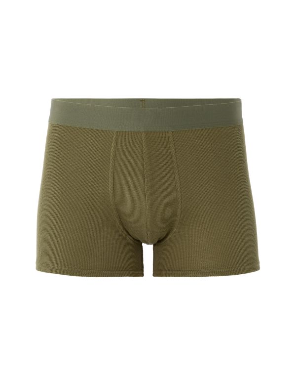 Boxer uni en coton stretch gaufré - kaki