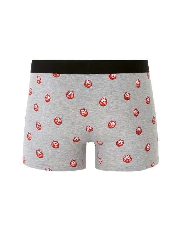 Boxer à motifs chats porte-bonheur - gris