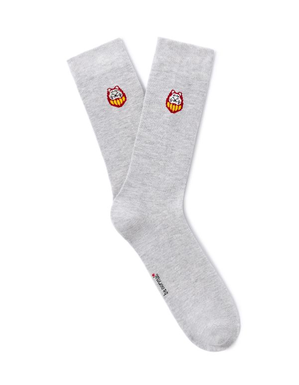 Chaussettes à motifs chat - gris clair