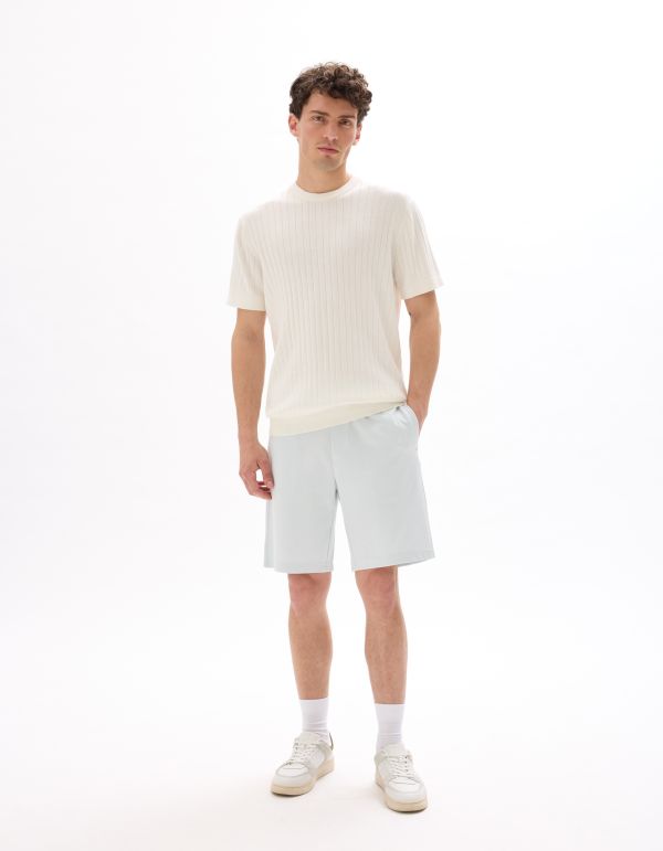 T-shirt regular col rond en maille - écru