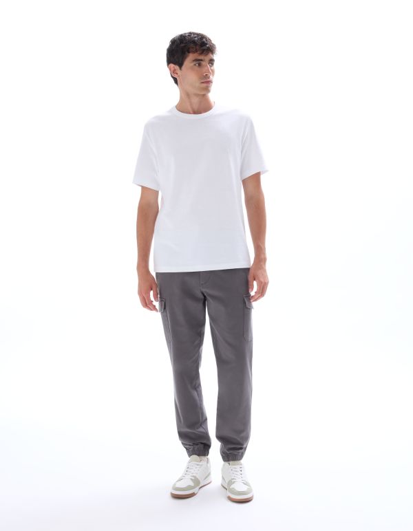 Pantalon cargo straight coton stretch - gris