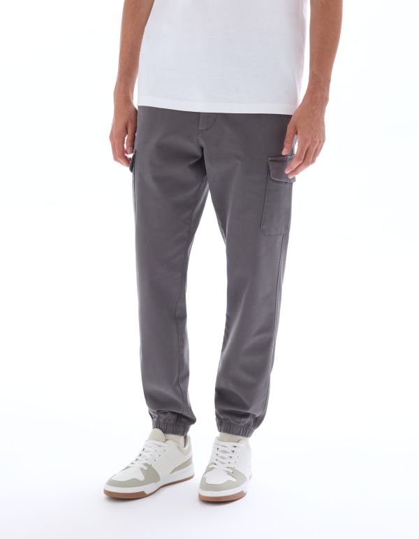 Pantalon cargo straight coton stretch - gris