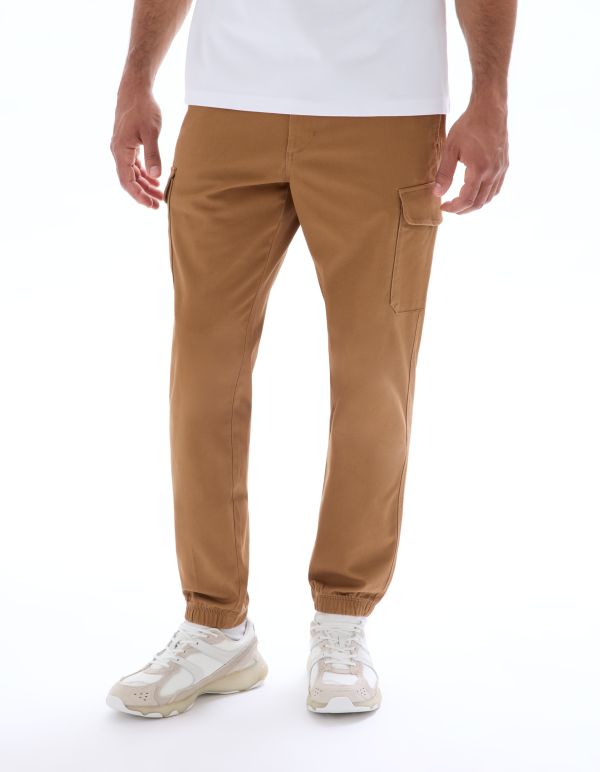 Pantalon cargo straight coton stretch - caramel