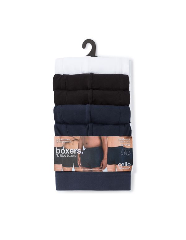 Lot de 5 boxers unis - marine, noir et blanc