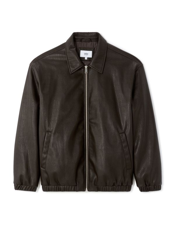 Blouson effet cuir - marron