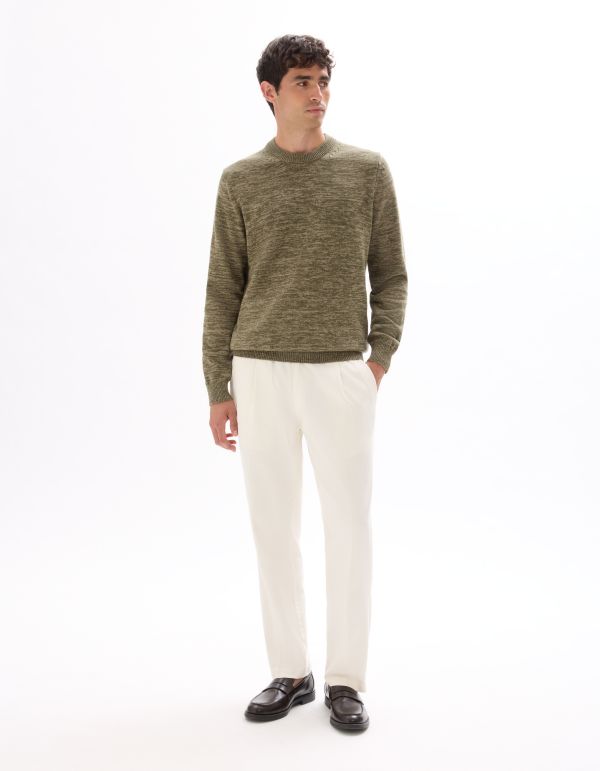 Pantalon slim coton lin stretch - écru