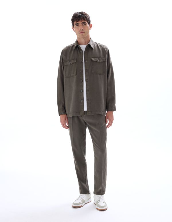 Surchemise unie en 100% TENCEL™ Lyocell - kaki