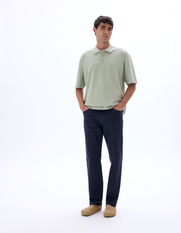 Pantalon 5 poches straight coton stretch - marine