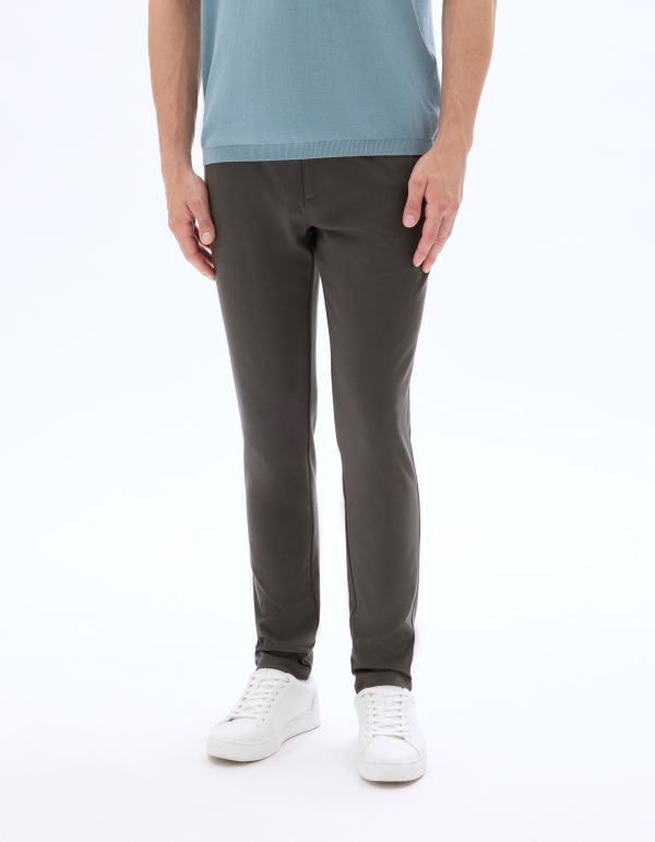 Pantalon chino slim en maille - gris foncé
