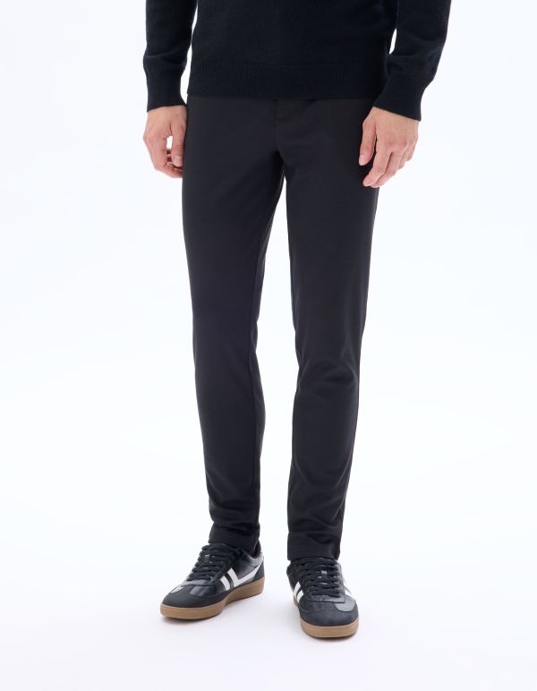 Pantalon chino slim en maille - noir