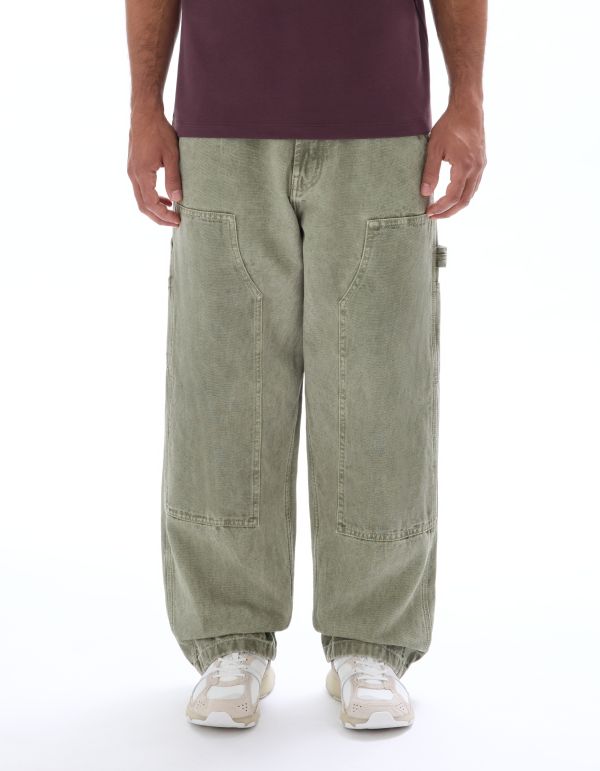Pantalon carpenter baggy 100% coton - kaki clair