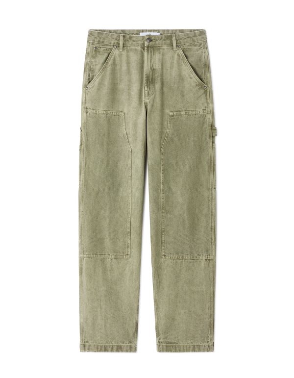 Pantalon carpenter baggy 100% coton - kaki clair