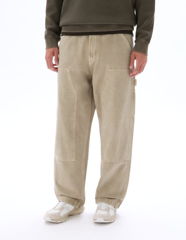 Pantalon carpenter baggy 100% coton - beige clair