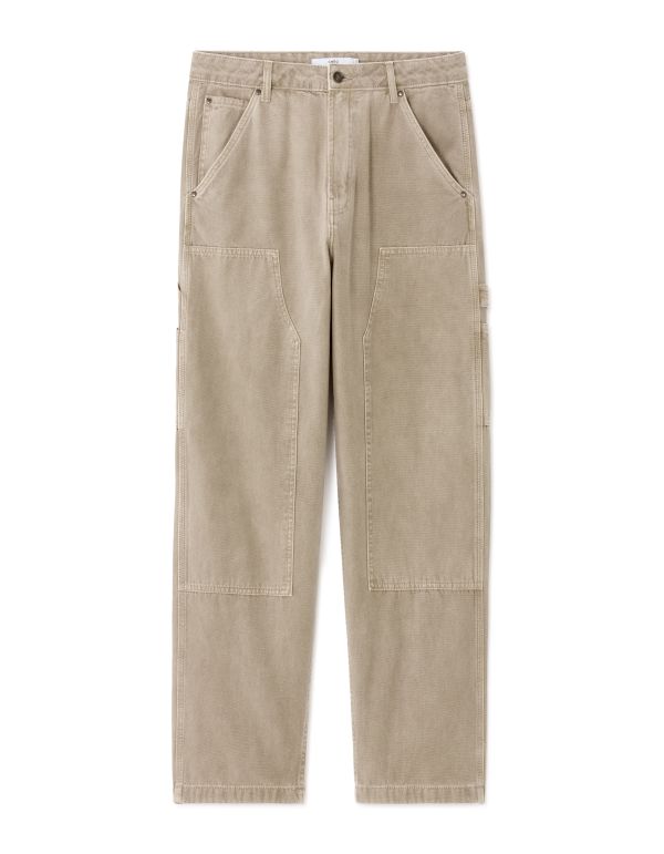 Pantalon carpenter baggy 100% coton - beige clair